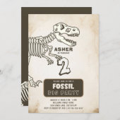 Invitation Fossil Dig Dinosaur fête d'anniversaire (Devant / Derrière)