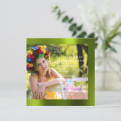 Invitation Foto fête d'anniversaire Cali Green Metal (Debout devant)