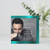 Invitation Foto fête d'anniversaire Gris Turquoise vert VIP M (Debout devant)