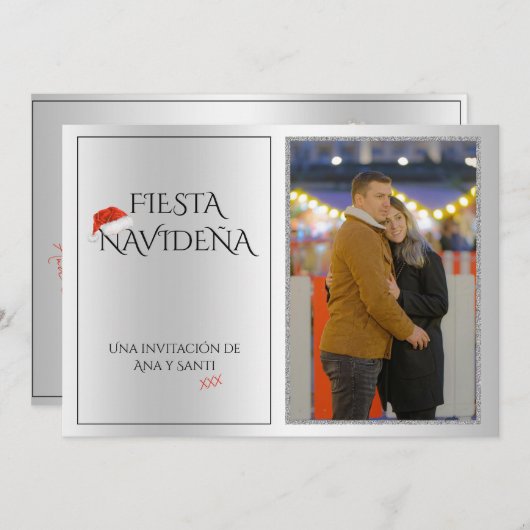 Invitation Foto Fiesta Navideña Fête de Noël (Devant / Derrière)