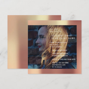 Invitation Foto nuptiale Graduation Anniversaire Cuivre Métal