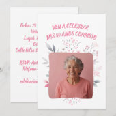 Invitation Foto Personalizada Mis 80 Años - 80 Ans Personnali (Devant / Derrière)