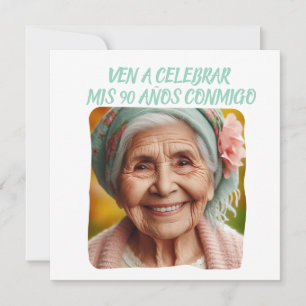 Invitation Foto Personnalisée Mes 90 Ans - 90 Years Custom