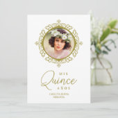 Invitation Foto Quinceañera Español Efecto Encaje Clásico (Debout devant)