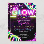 Invitation Fou de Neon fou Fou Fou Fou Fête d'Anniversaire (Devant / Derrière)