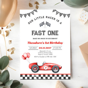Invitation Fou Fou Voiture de Course Garçon 1er Premier Anniv