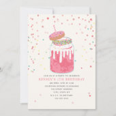 Invitation Fou Milkshake Donut Confetti Pink fête d'anniversa (Devant)