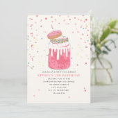 Invitation Fou Milkshake Donut Confetti Pink fête d'anniversa (Debout devant)
