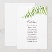 Invitation Fougère à l'aquarelle. Plan de table de mariage de (Devant / Derrière)