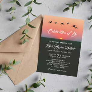 Invitation Foule d'oiseaux au lever du soleil Fête de la vie