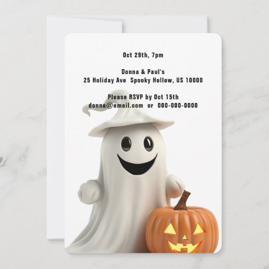 INVITATION FOULE SOURIANTE AVEC LE CITROUILLE HALLOWEEN PARTY (Dos)