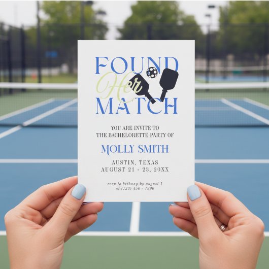 Invitation Found Her Match Pickleball Bachelorette Itinerary 