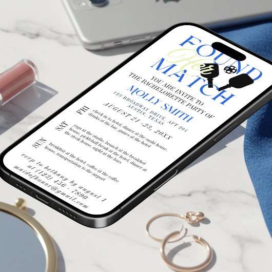 Invitation Found Her Match Pickleball Bachelorette Itinerary