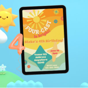 Invitation Four-Cast est brillant, Joyeux Anniversaire Soleil