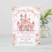Invitation Four Ever A Princess Pink Girl 4ème anniversaire (Debout devant)