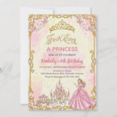Invitation Four Ever A Princess Pink Girl 4th Birthday Party (Devant)