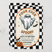 Invitation Four Ever Éffrayant Ghosts Bats Halloween Party (Devant / Derrière)