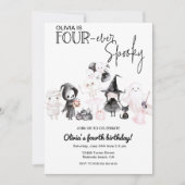 Invitation Four Ever éffrayante fille rose halloween 4ème ann (Devant)