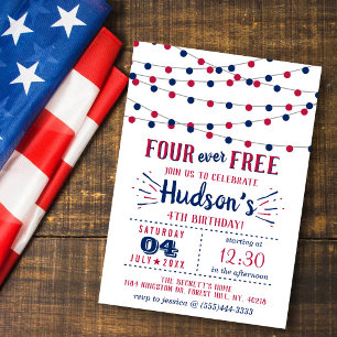 Invitation Four Ever Free ! Fête d'anniversaire du 14 juillet