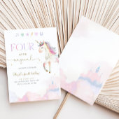 Invitation Four Ever Magical Unicorn 4th Birthday Party