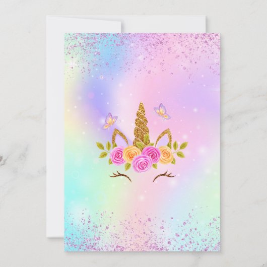 Invitation Four Ever Magique, Pastel Unicorn Anniversaire (Dos)