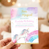 Invitation Four Ever Magique Unicorne 4e anniversaire