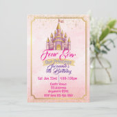 Invitation Four Ever Our Princess Purple Gold Castle Birthday (Debout devant)