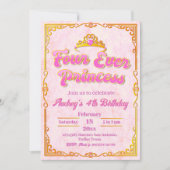 Invitation Four Ever Princess - Fille 4e anniversaire (Devant)