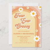 Invitation Four Ever Super Retro Daisy 4e fête d'anniversaire (Devant)