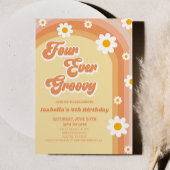 Invitation Four Ever Super Retro Daisy 4e fête d'anniversaire