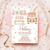 Invitation Four Ever Super Retro Rainbow 4e fête d'anniversai