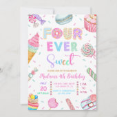 Invitation Four Ever Sweet Birthday Invitation, Candy Sweet  (Devant)