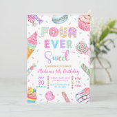 Invitation Four Ever Sweet Birthday Invitation, Candy Sweet  (Debout devant)