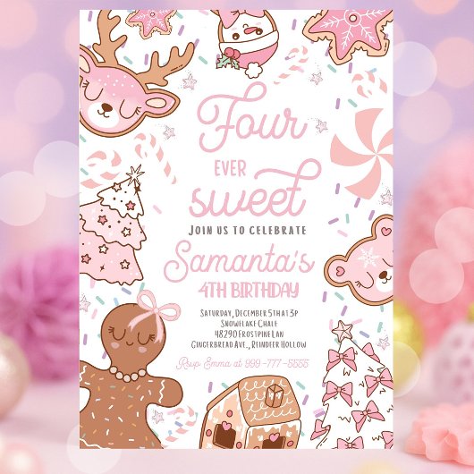 Invitation Four Ever Sweet Christmas Cookie fête d'anniversai