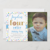 Invitation FOUR ever Sweet Donut Boys 4e anniversaire Invitat (Devant)