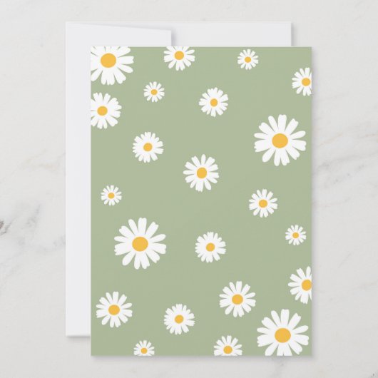 Invitation FOUR Ever Wild Boho Sage Green Daisy 4e anniversai (Dos)