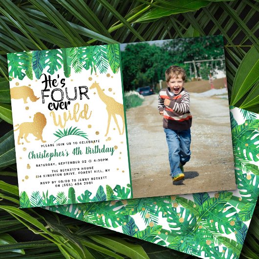 Invitation Four Ever Wild Boys 4th Birthday Photo