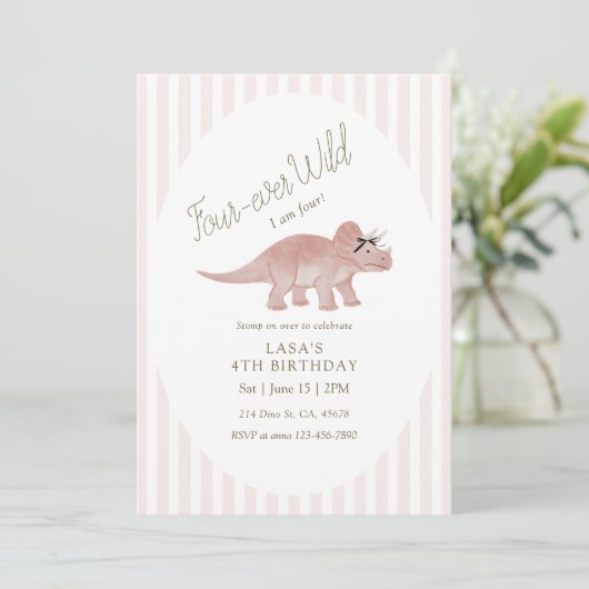 Invitation Four-ever Wild Dinosaur Birthday (Debout devant)