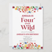 Invitation Four Ever Wild Fleur sauvage 4e fête d'anniversair (Devant)