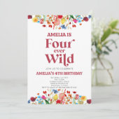 Invitation Four Ever Wild Fleur sauvage 4e fête d'anniversair (Debout devant)