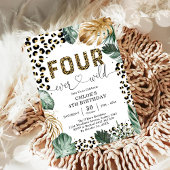 Invitation Four Ever Wild Leopard Boy 4th Birthday