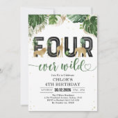 Invitation Four Ever Wild Party Animals 4th Birthday (Devant)