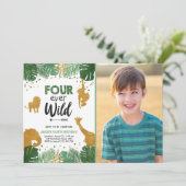 Invitation Four Ever Wild Safari Animal Boy Anniversaire (Debout devant)
