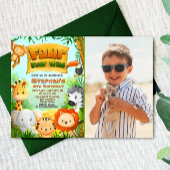 Invitation Four Ever Wild Safari Anniversaire avec photo