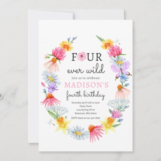 Invitation Four Ever Wild Spring Fleur sauvage 4e anniversair (Devant)