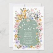 Invitation Four Ever Wild Wildflower Animal 4th Birthday (Devant)