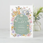 Invitation Four Ever Wild Wildflower Animal 4th Birthday (Debout devant)