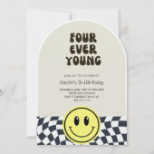 Invitation FOUR ever Young Retro Boys 4e anniversaire Invitat (Devant)