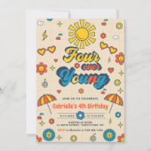 Invitation Four Ever Young Super Retro Daisy 4e anniversaire (Devant)
