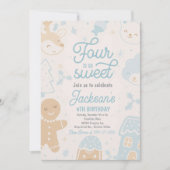 Invitation Four Is So Sweet Christmas Cookie Boy Anniversaire (Devant)